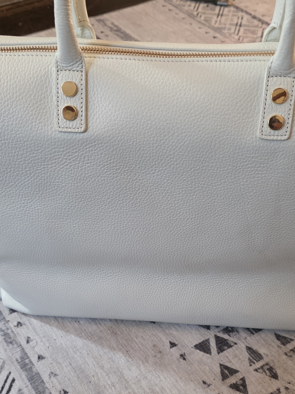 Mark & Graham White Leather Tote with Gold Hardware